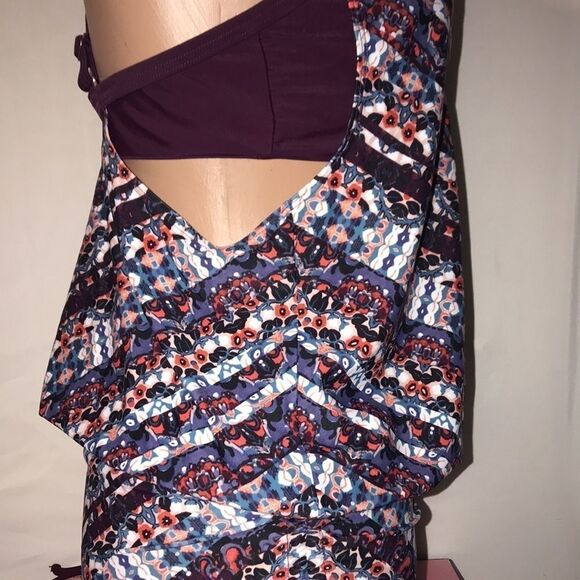 Athleta Women's Multicolor Marrakech Side Scrunch Tankini Swim Top Size 34B/C - Picture 7 of 8